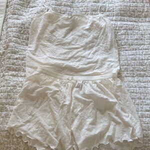 NWT WeWoreWhat Rosette Lace Cami & Short Sleep Set - White